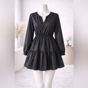 Zara Black Parachute Mini Dress XS Fits S Ruched Lightweight